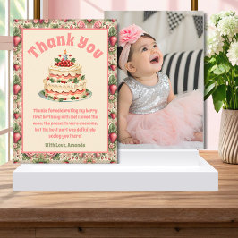 Vintage Erdbeere 1. Geburtstag Dankeschön Karte