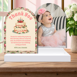 Vintage Erdbeere 1. Geburtstag Dankeschön Karte