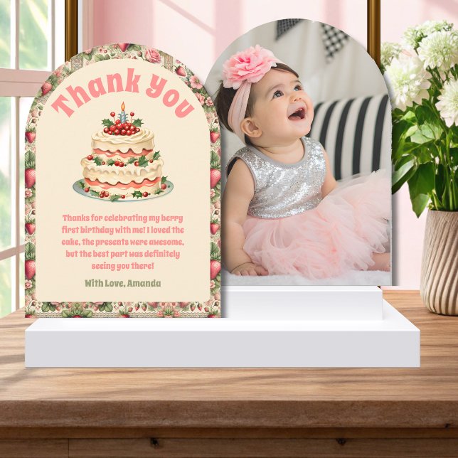 Vintage Erdbeere 1. Geburtstag Dankeschön Karte (Von Creator hochgeladen)
