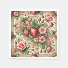 Vintage Erdbeere 1. Geburtstag Party Serviette