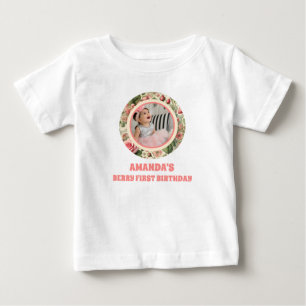 Vintage Erdbeere 1. Geburtstagskarte Foto Baby T-shirt