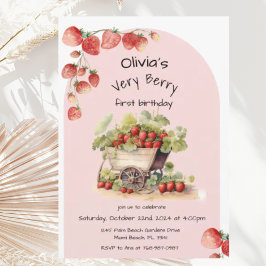 Vintage Erdbeere Berry Erster Geburtstag Party Einladung