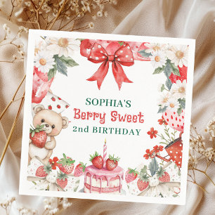 Vintage Erdbeere Berry Sweet 2. Geburtstag  Serviette