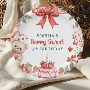 Vintage Erdbeere Berry Sweet 4. Geburtstag Pappteller