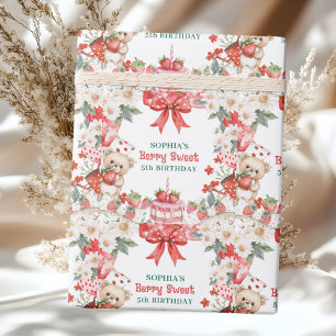 Vintage Erdbeere Berry Sweet 5. Geburtstag  Geschenkpapier