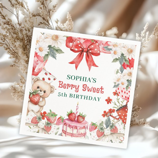 Vintage Erdbeere Berry Sweet 5. Geburtstag  Serviette (Von Creator hochgeladen)