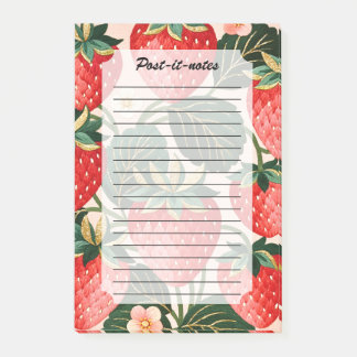 Vintage-Erdbeere Botanical Sommer-Folk Post-it Klebezettel