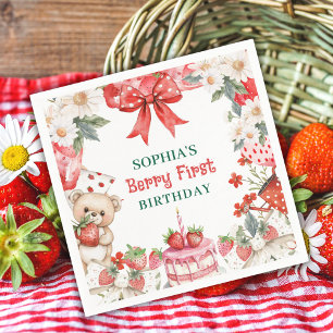 Vintage Erdbeere Erste Geburtstag Serviette