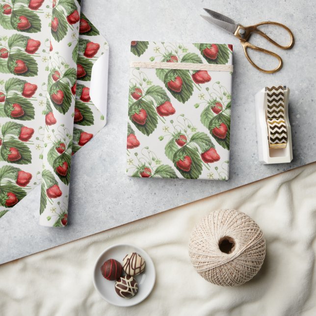 Vintage Erdbeere Geschenkpapier (Kunsthandwerk)