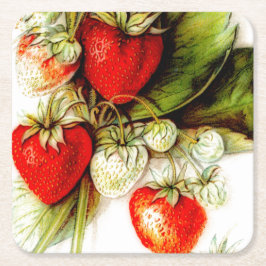 Vintage Erdbeere Rechteckiger Pappuntersetzer