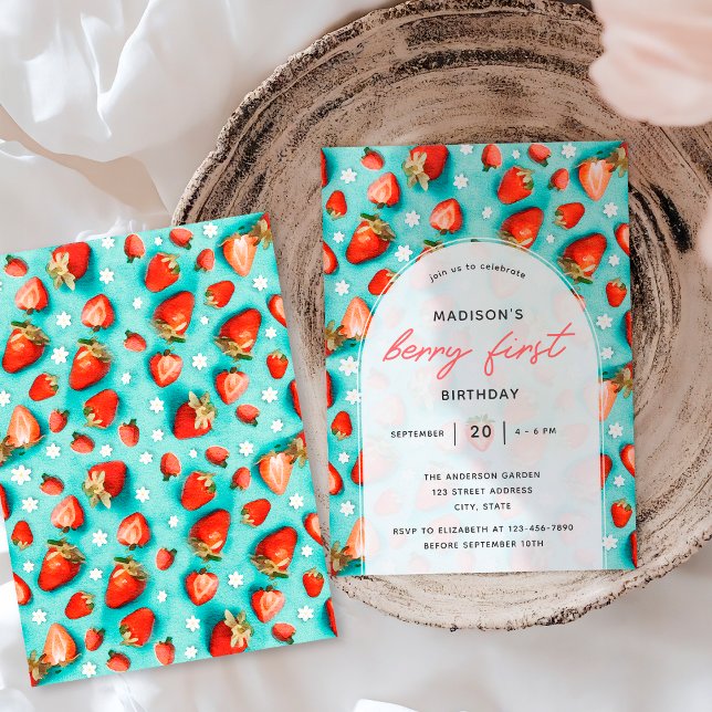 Vintage Erdbeere Retro Berry Erster Geburtstag Einladung (Von Creator hochgeladen)