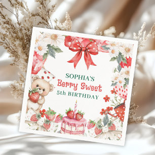 Vintage Erdbeere Süße 5. Geburtstag Serviette