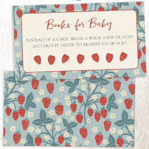 Vintage Erdbeeren Baby Shower Bücher fürs Baby Begleitkarte
