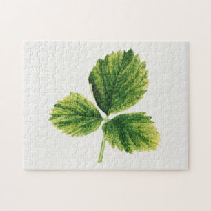 Vintage Erdbeeren Blätter Aquarellmalerei Puzzle