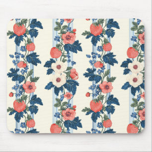 Vintage Erdbeeren & Blaue Blätter Blumenmuster Mousepad