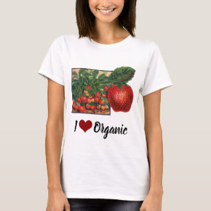 Vintage Erdbeeren, Erdbeeren-Pflanze auf einem Bau T-Shirt