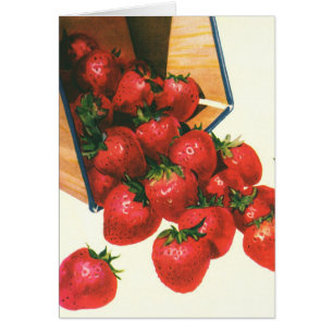 Vintage-Erdbeeren im Korb, Lebensmittel Obst Beere