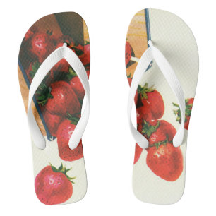 Vintage-Erdbeeren im Korb, Lebensmittel Obst Beere Flip Flops