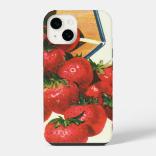 Vintage-Erdbeeren im Korb, Lebensmittel Obst Beere iPhone 14 Hülle