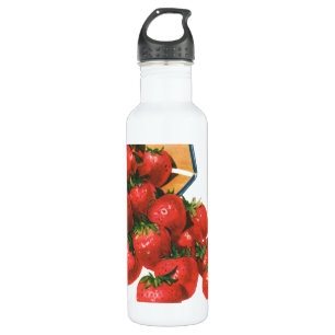 Vintage-Erdbeeren im Korb, Lebensmittel Obst Beere Trinkflasche
