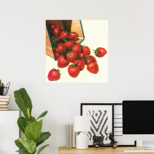 Vintage Erdbeeren in Körben, Obstbeeren Poster
