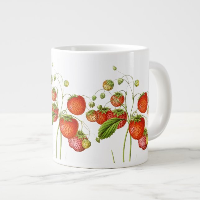 Vintage Erdbeeren-Jumbo-Tasse Jumbo-Tasse (Vorderseite Rechts)