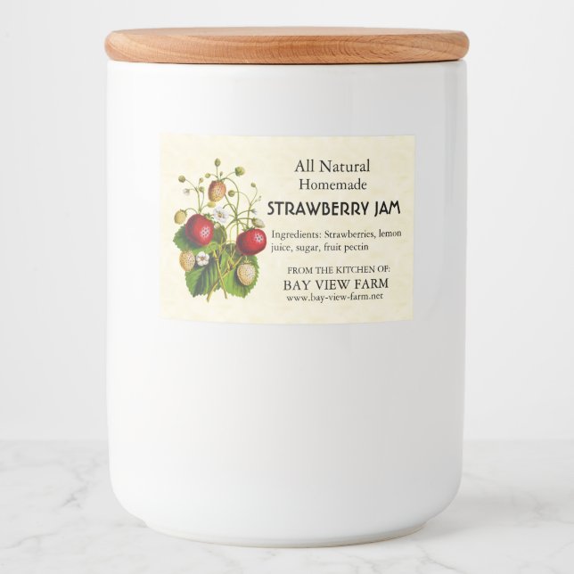 Vintage Erdbeeren Lebensmitteletikett (Vorderseite)