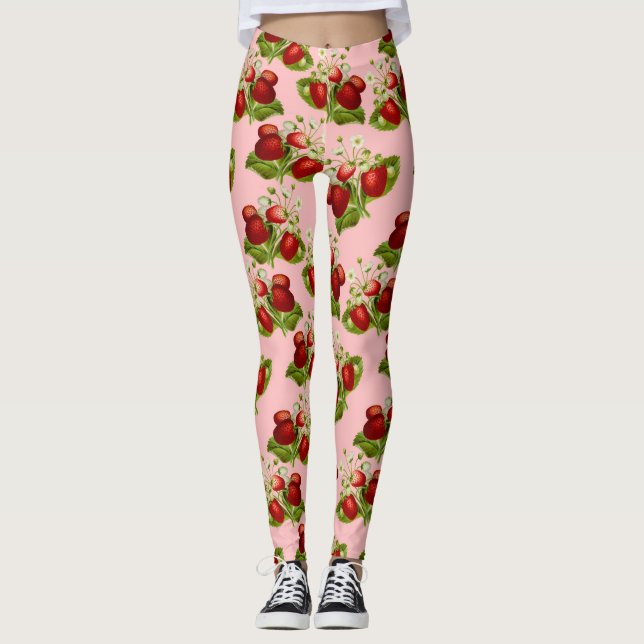 Vintage Erdbeeren Leggings (Vorderseite)