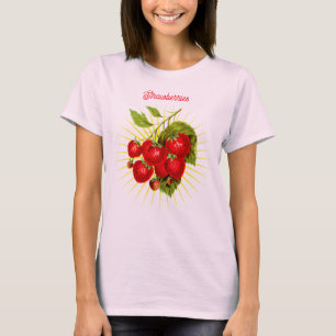 Vintage-Erdbeeren Obst Botanische Kunst T-Shirt