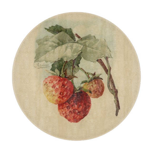 Vintage Erdbeeren Schneidebrett (Vorderseite)