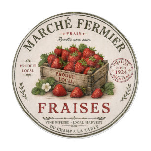 Vintage Erdbeeren vom französischen Bauernmarkt Schneidebrett