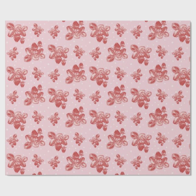 Vintage ErdbeereToile Muster-Geschenk-Verpackung Geschenkpapier (Flach)