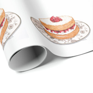 Vintage Erdbeerkuchen Geschenkpapier