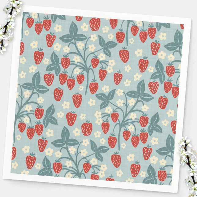 Vintage-Erdbeerpflanze Serviette (Vintage strawberry plant heritage revival party paper napkins)