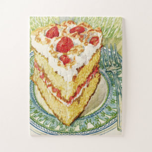 Vintage-Erdbeerschichttorte-Puzzle Puzzle