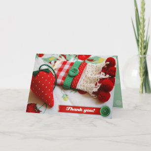 Vintage Erdbeersegnung - "Danke! Dankeskarte
