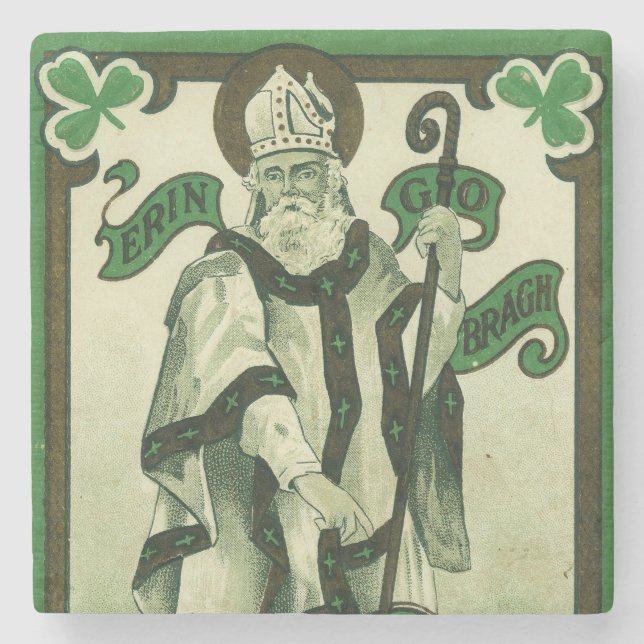 Vintage - Erin Go Bragh - St. Patricks Gruß Steinuntersetzer (Vorderseite)