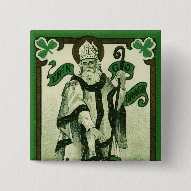 Vintage - Erin Go Bragh - St. Patrick's Grüße Button (Vorderseite)