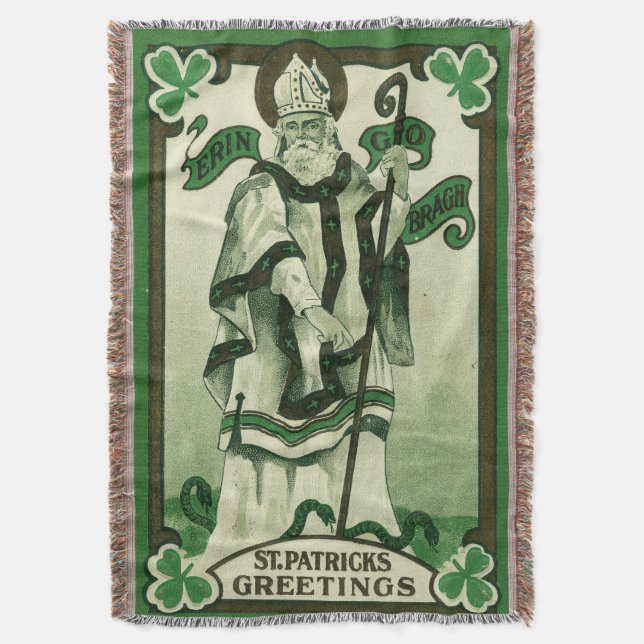 Vintage - Erin Go Bragh - St. Patricks Grüße Decke (Vorderseite Vertikal)