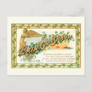 Vintage Erin Go Bragh with Shamrocks Postkarte