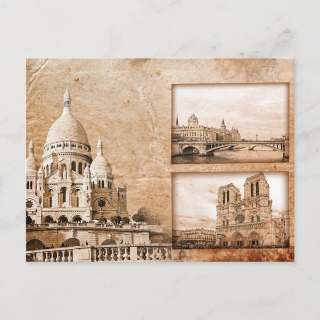 Vintage Erinnerungen der Pariser Postkarte (Vorderseite)