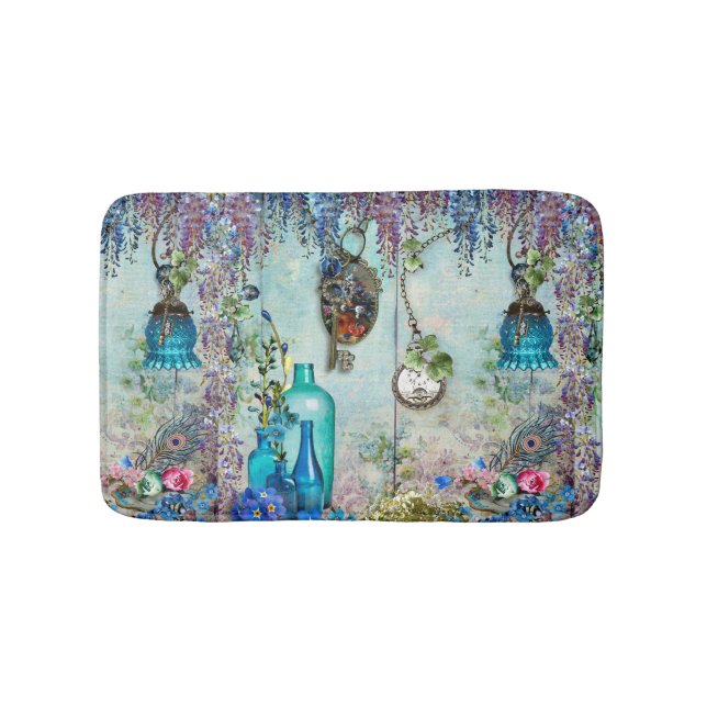 Vintage ErinnerungenWisterialavendel-Blauschlüssel Badematte (Vorderseite)