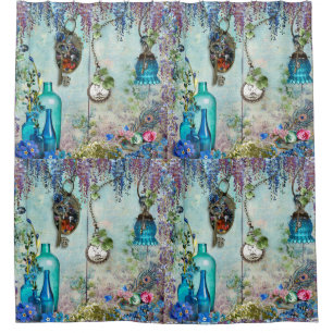 Vintage ErinnerungenWisterialavendel-Blauschlüssel Duschvorhang