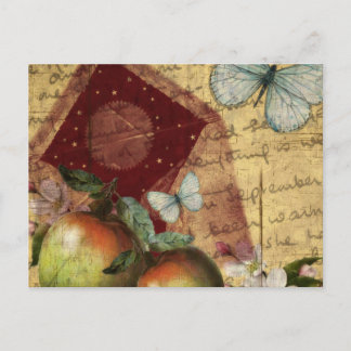 Vintage Erinnerungs Schmetterling Collage Postkarte