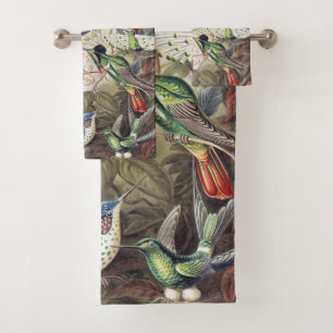 Vintage Ernst Haeckel Farbposter Kolibri Badhandtuch Set