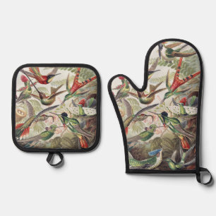 Vintage Ernst Haeckel Farbposter Kolibri Ofenhandschuh & Topflappen-Set