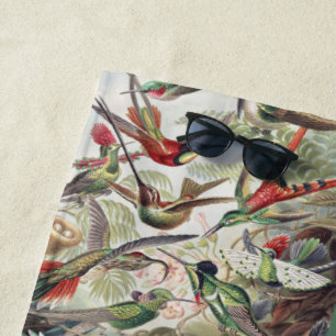 Vintage Ernst Haeckel Farbposter Kolibri Strandtuch