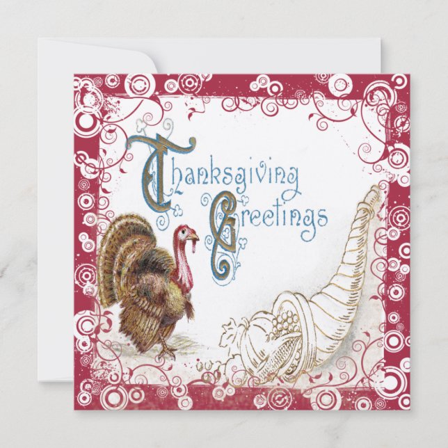 Vintage Ernte Erntedank Dinner Einladungen (Vorderseite)