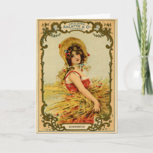 Vintage Ernte Mädchen Feiertagskarte