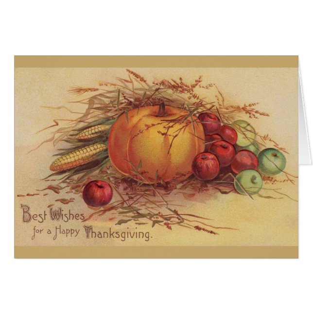 Vintage Erntedank-Ernte-Gruß-Karte (Vorderseite (Horizontal))